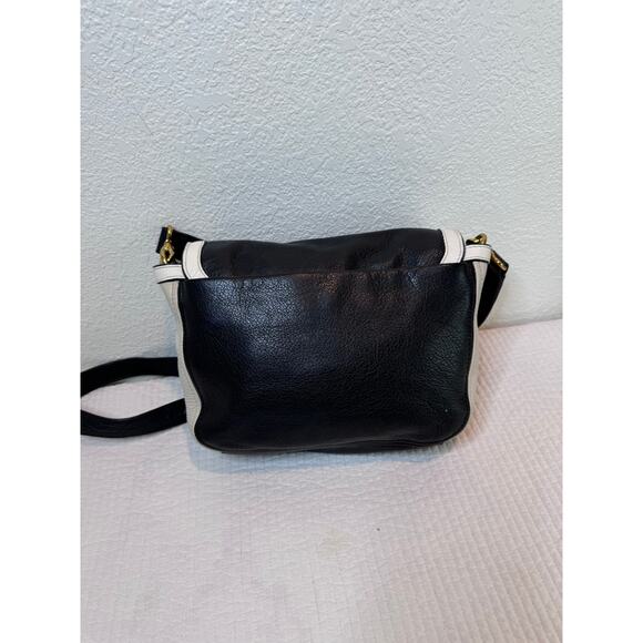 Marc by Marc Jacobs Workwear Leather Crossbody Bag Black White Gold Logo - Picture 3 of 9
